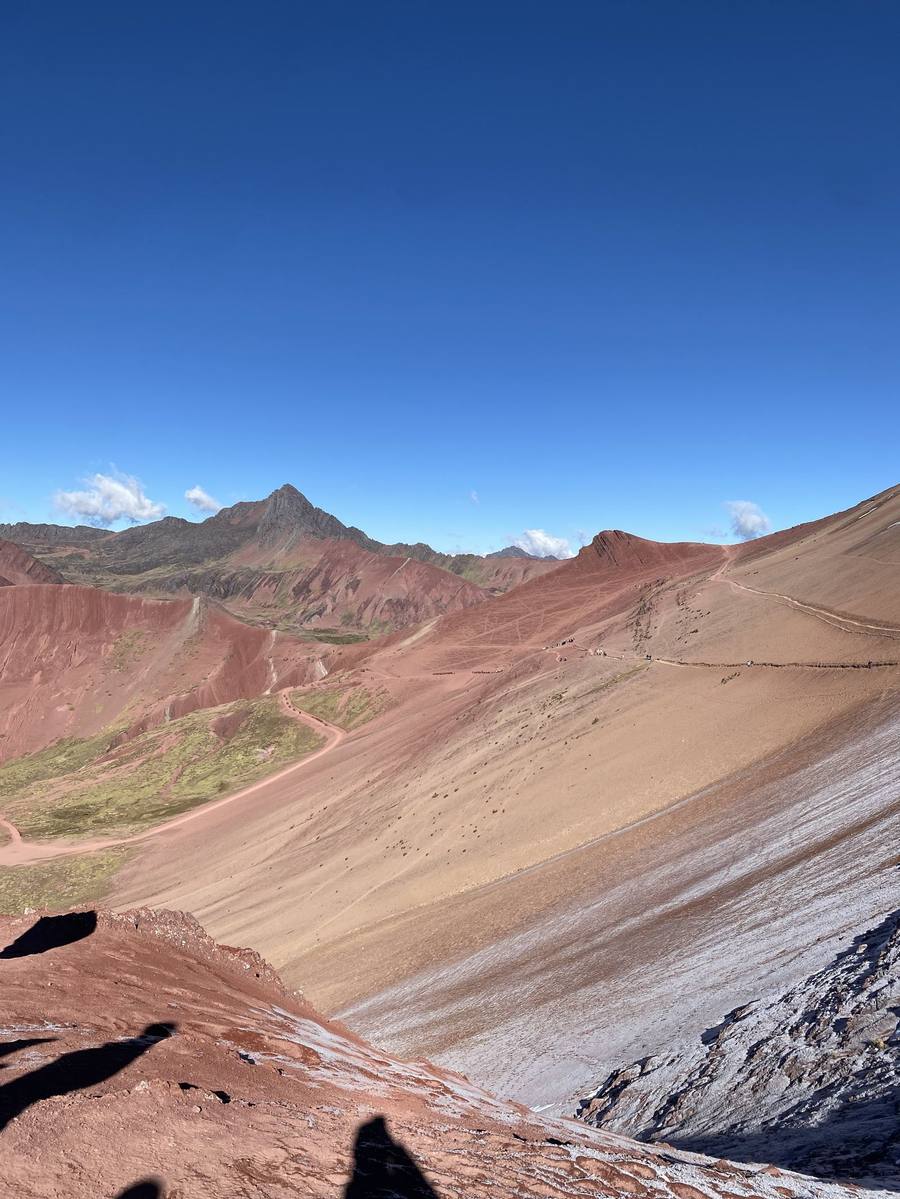 Wide view of the striped valley trail near Rainbow Mountain, Peru
